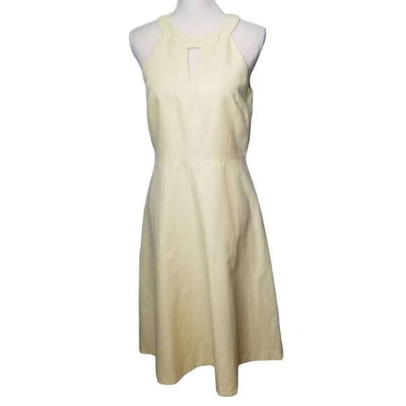 Ann Taylor Yellow Buttercreme Sleeveless Linen Blend Midi Halter Dress Size 6 - Picture 1 of 8